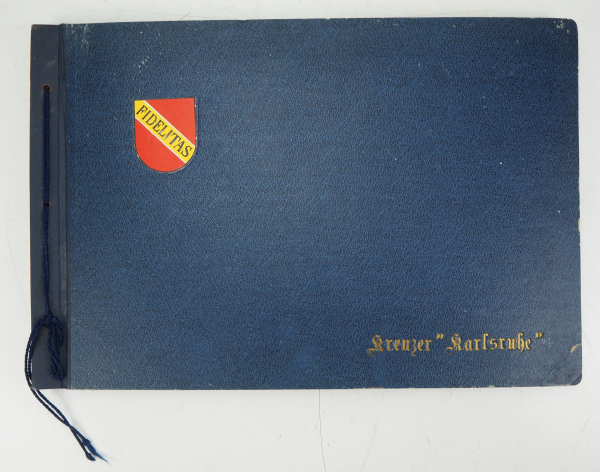 3.2.) Fotos / Postkarten Fotoalbum der Weltreise des Kreuzers "Karlsruhe" 1933/34.Blauer