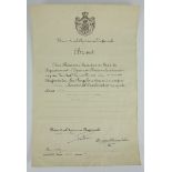 3.1.) Urkunden / Dokumente Rumänien: Kreuz für Treue Dienste, 3. Klasse mit Schwertern Urkunde für