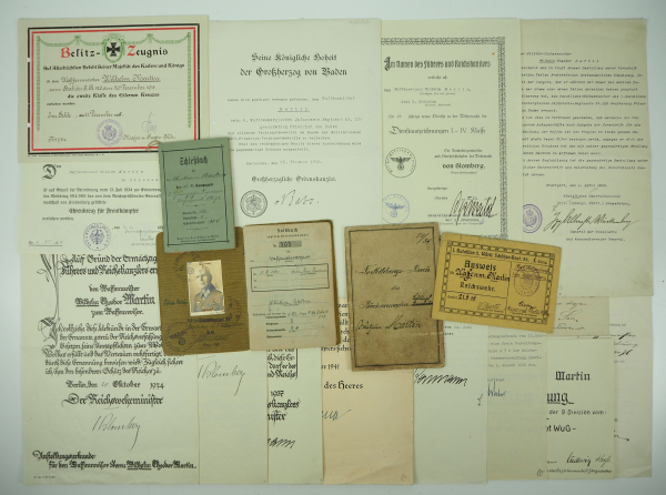 3.1.) Urkunden / Dokumente Württemberg: Nachlass eines Waffenrevisors des Infanterie-Regiment