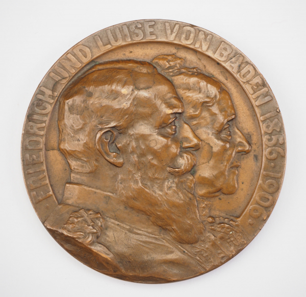 1.1.) Kaiserreich (bis 1933) Baden: Medaille auf das 50jährige Hochzeitsjubiläum.Bronze, im Rand B.
