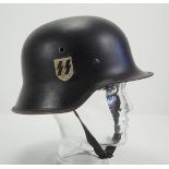 4.1.) Uniformen / Kopfbedeckungen SS: Stahlhelm M35 - Doppelemblem.Schwarz lackierte Glocke, mit