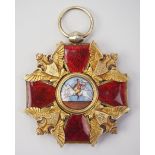 2.2.) Welt Russland: Orden des hl. Alexander Newski, Ordenskreuz.Silber vergoldet, teilweise