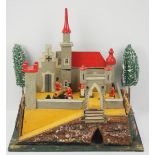 7.3.) Spielzeug Hinkelmann: Kleine Burg mit Besatzung.Große Burg, aus Holz, mit feiner Fassung,