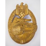 1.2.) Deutsches Reich (1933-45) Panzerkampfabzeichen, in Bronze.Buntmetall hohl geprägt, an Nadel,