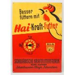 7.1.) HistoricaBlechschild Hai-Kraft-Futter.Ordentlicher Zustand.50 x 36 cm.Zustand: II7.1.)