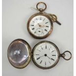 7.3.) UhrenLot von 2 Taschen- und Spindeluhren.Eine mit Schlüssel.Zustand: II7.3.) Watches