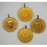 7.4.) MünzenTürkei: Lot von 4 Goldmünzen.Gold, jeweils gehenkelt.Zustand: II7.4 ) Coins