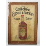 7.1.) HistoricaBlechschild Gnüchtel Eibenstocker Magenbitter.Kanten mit Fehlstellen.53 x 36 cm.