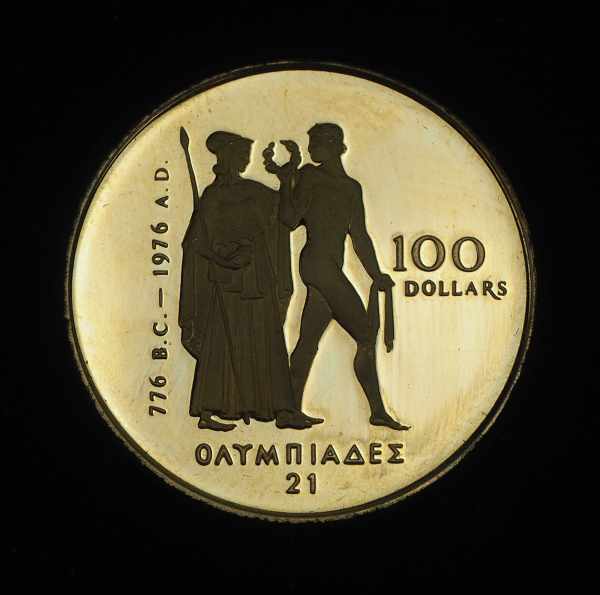 7.4.) MünzenKanada: 100 Dollar in Gold.Gold, 1976, im Etui mit Zertifikat.Zustand: I-7.4 ) Coins - Image 3 of 3