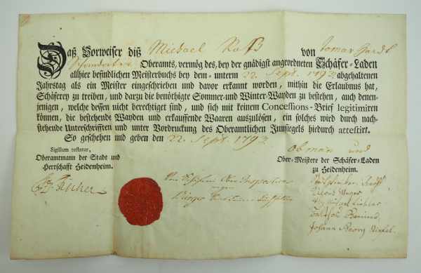 7.1.) HistoricaMeister Brief eines Schäfers - Heidenheim 1793.Vordruck, handschriftlich