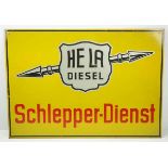 7.1.) HistoricaBlechschild Hela Diesel Schlepper.Ordentlicher Zustand.36 x 51 cm.Zustand: I-II7.