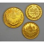 7.4.) MünzenTürkei: Lot von 3 Goldmünzen.Gold.Zustand: II7.4 ) Coins