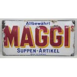 7.1.) HistoricaEmailschild Maggi.Leicht bestoßen.24 x 50 cm.Zustand: II7.1.) Historica