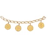 Bracelet en or jaune agrémenté de 4 pièces en or (Léopold II, Victorio Emmanuel x [...]