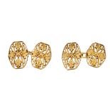 Paire de boutons de manchettes en or jaune Poids brut : 6,08 g - - yellow gold [...]