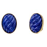 Paire de boucles d'oreilles en or jaune, chacune sertie d'un lapiz lazuli Système [...]