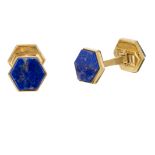 Paire de boutons de manchettes en or jaune et lapiz lazuli Poids brut : 13,85 g - [...]