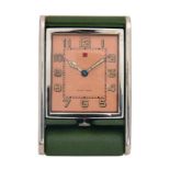 PENDULETTE ADOS MODEL MEDIUM JAEGER LECOULTRE Vers 1930 Rare pendulette en acier de [...]