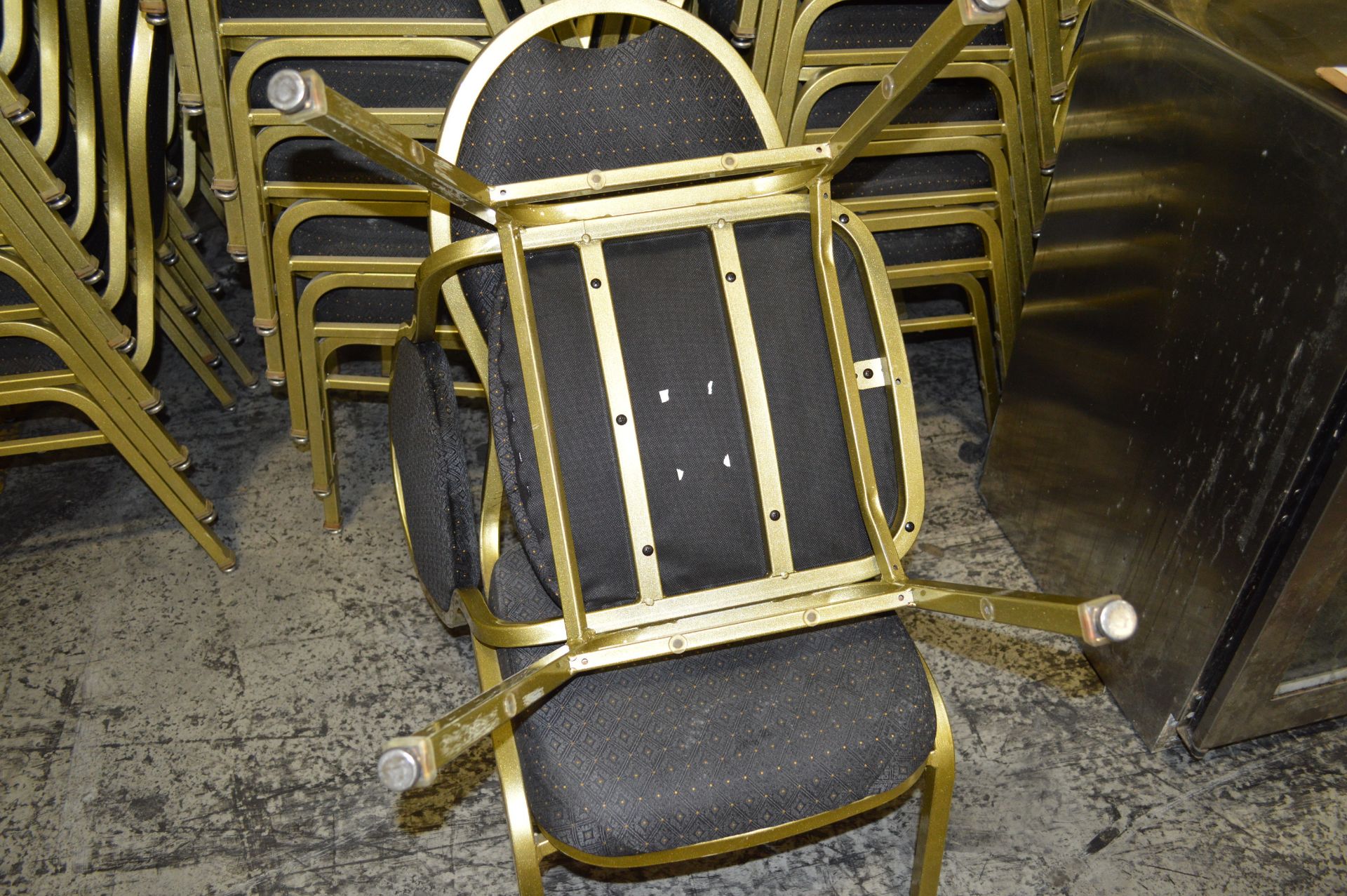 BANQUET METAL STACK CHAIRS-BLACK FABRIC-GOLD FRAME - Image 3 of 6