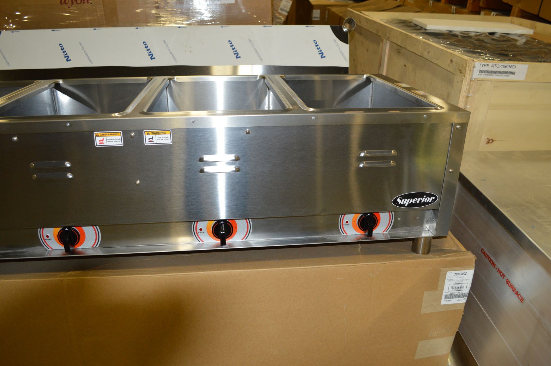 SUPERIOR 3 WELL ELECTRIC STEAM TABLE-NEW