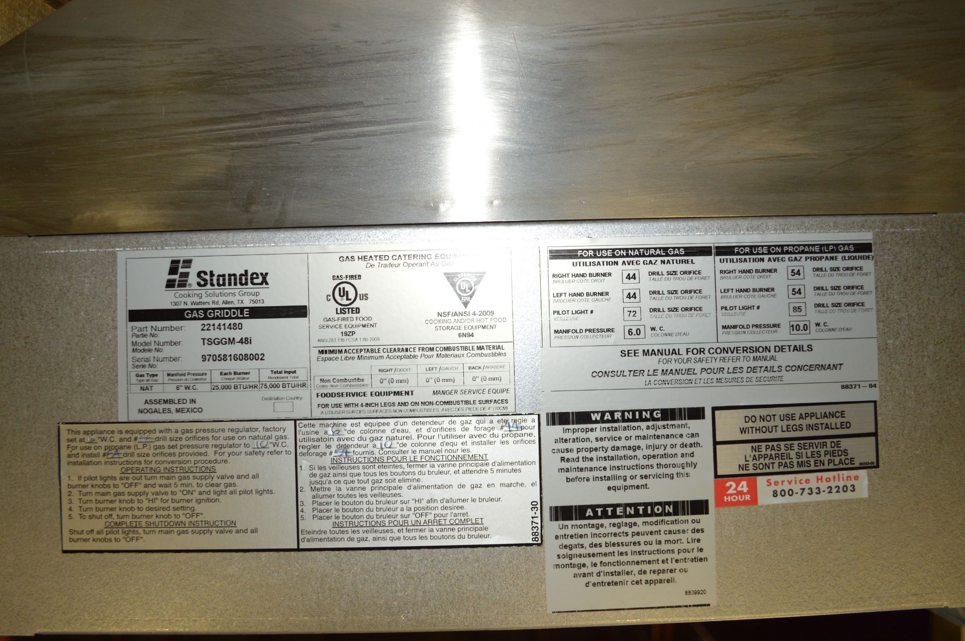 TRISTAR 48 INCH GAS GRIDDLE NEW