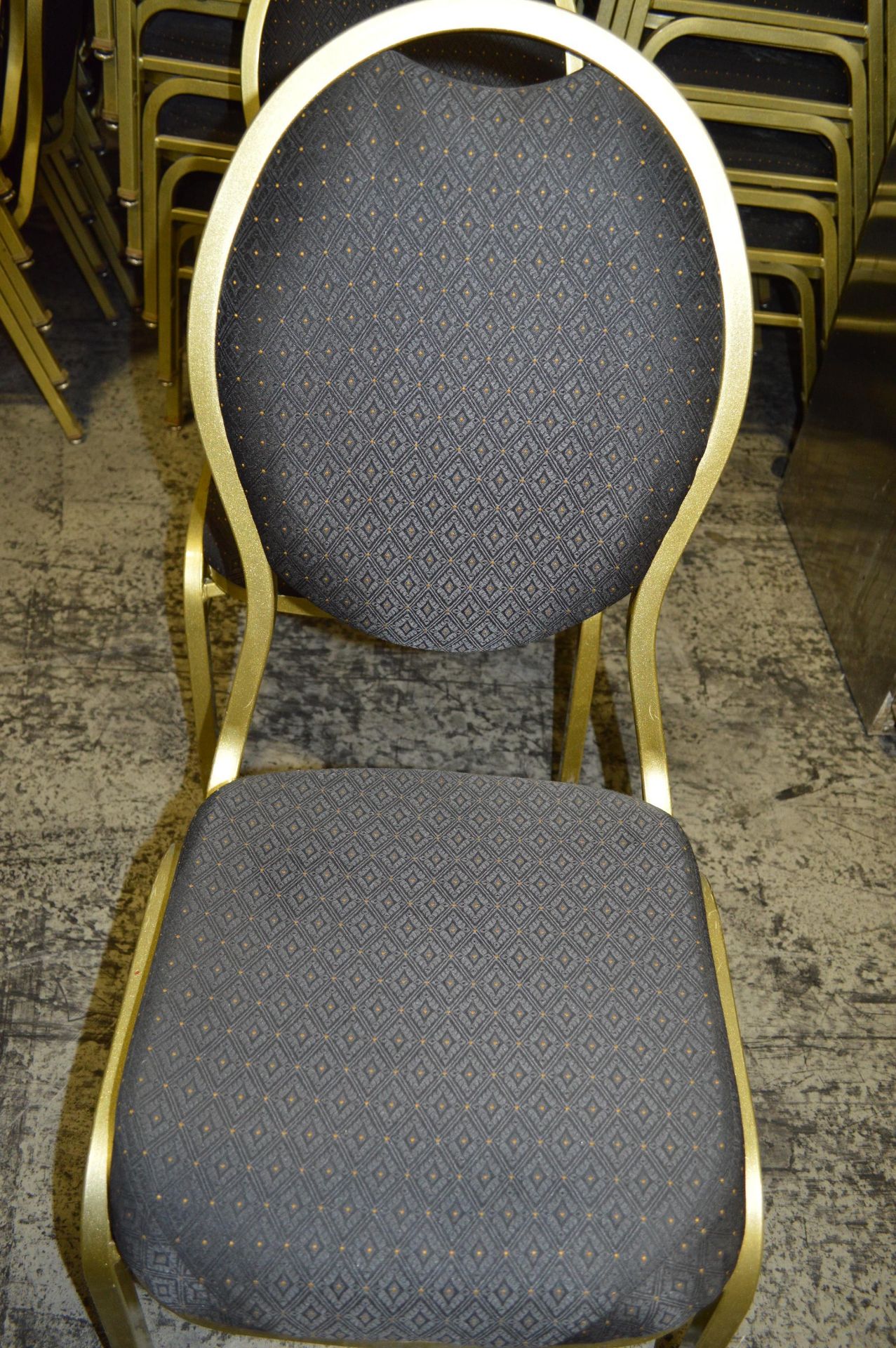 BANQUET METAL STACK CHAIRS-BLACK FABRIC-GOLD FRAME - Image 2 of 6