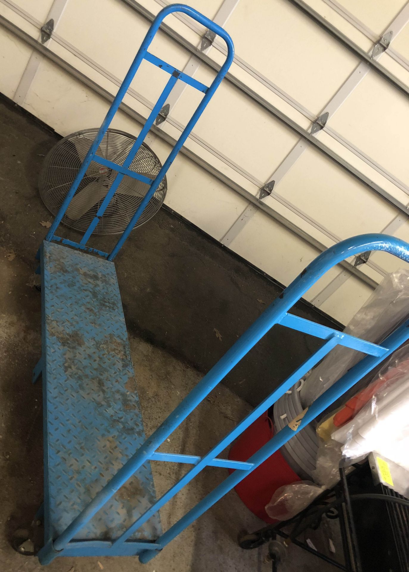 Blue metal U boat cart Measures 60" X 16"