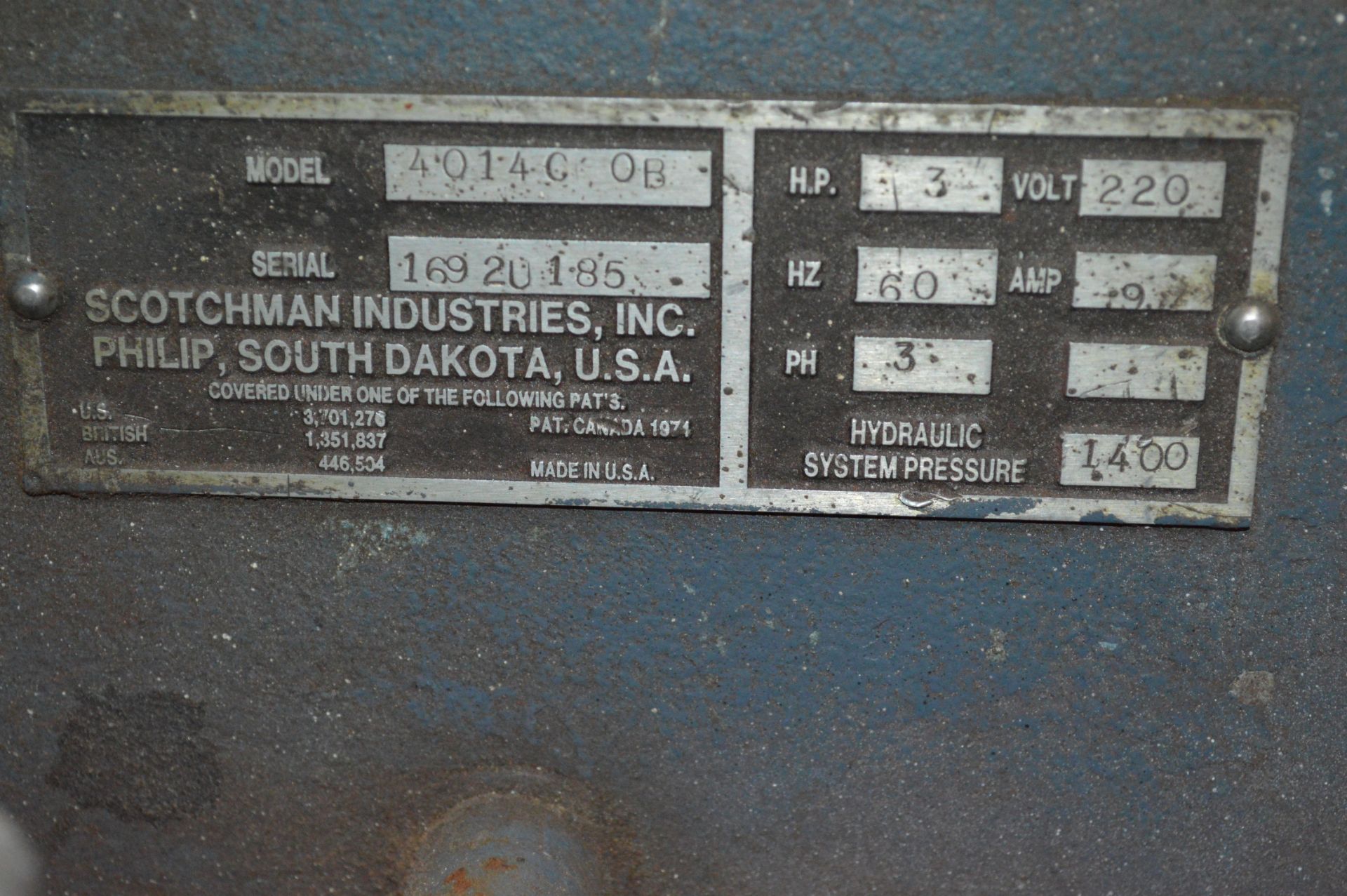 SCOTCHMAN IRON WORKER PUNCH/CUTTER MODEL 4014C OB - Image 3 of 5