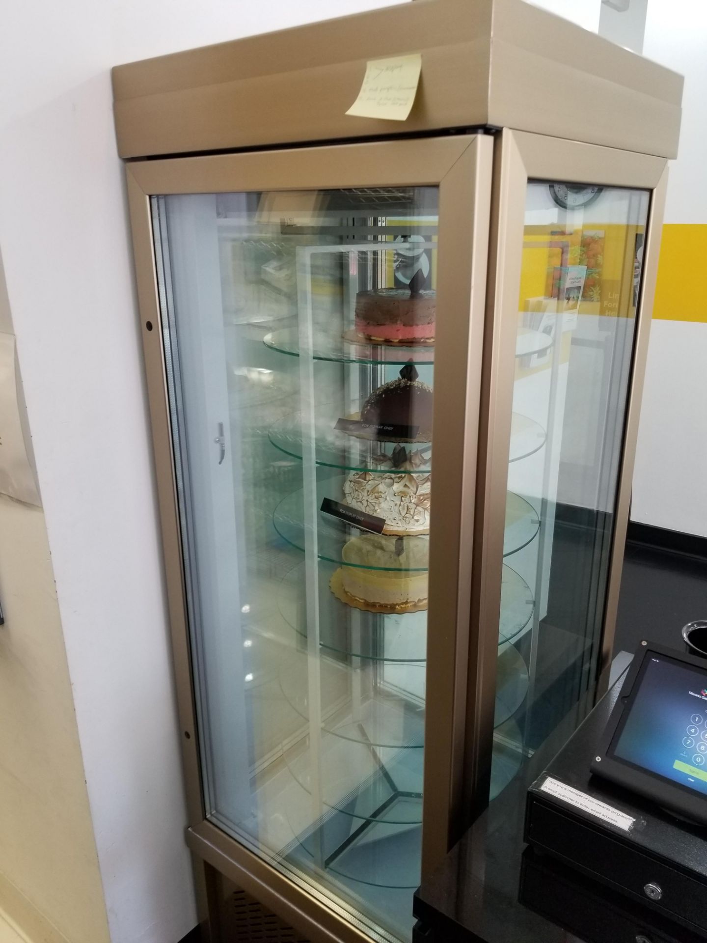 Upright Tekna Gold Series Refrigerated rotating dessert and pastry display case