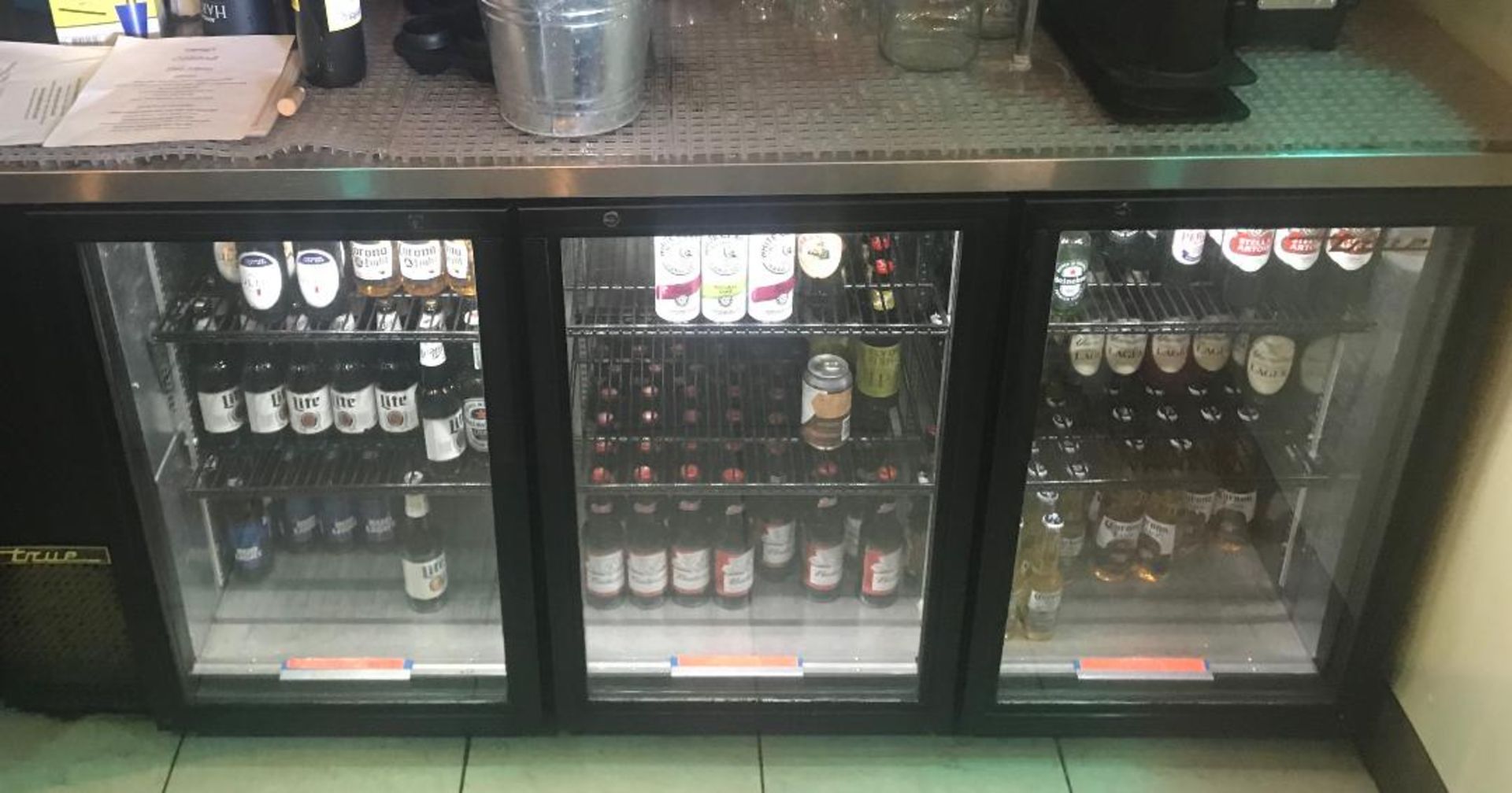 TRUE 3 DOOR GLASS BACK BAR COOLERS