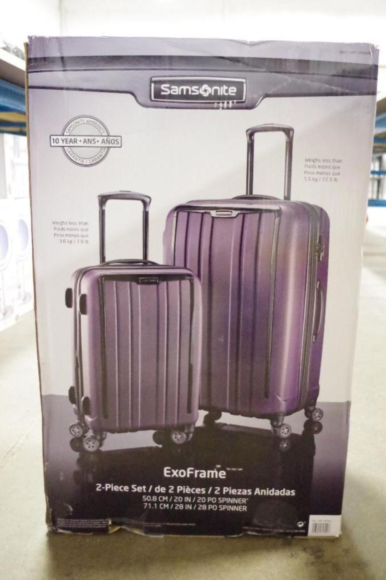 SAMSONITE Purple 2-Piece Luggage Set, 20"H & 28"H M/N 1062854, Store Return (1 Box of 2)