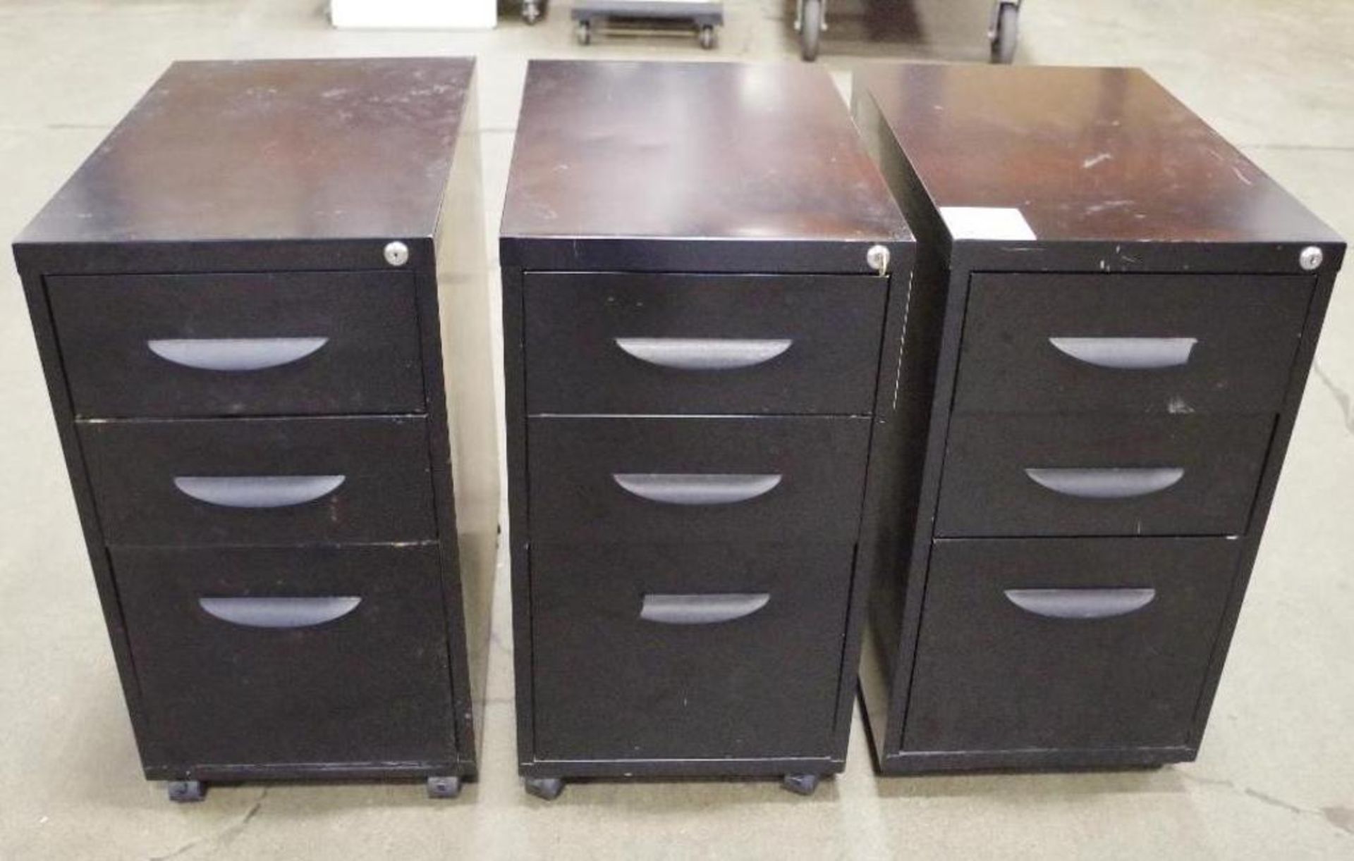 [3] Black 3-Drawer Rolling Filing Cabinets, Approx. 23"x15"x26"H