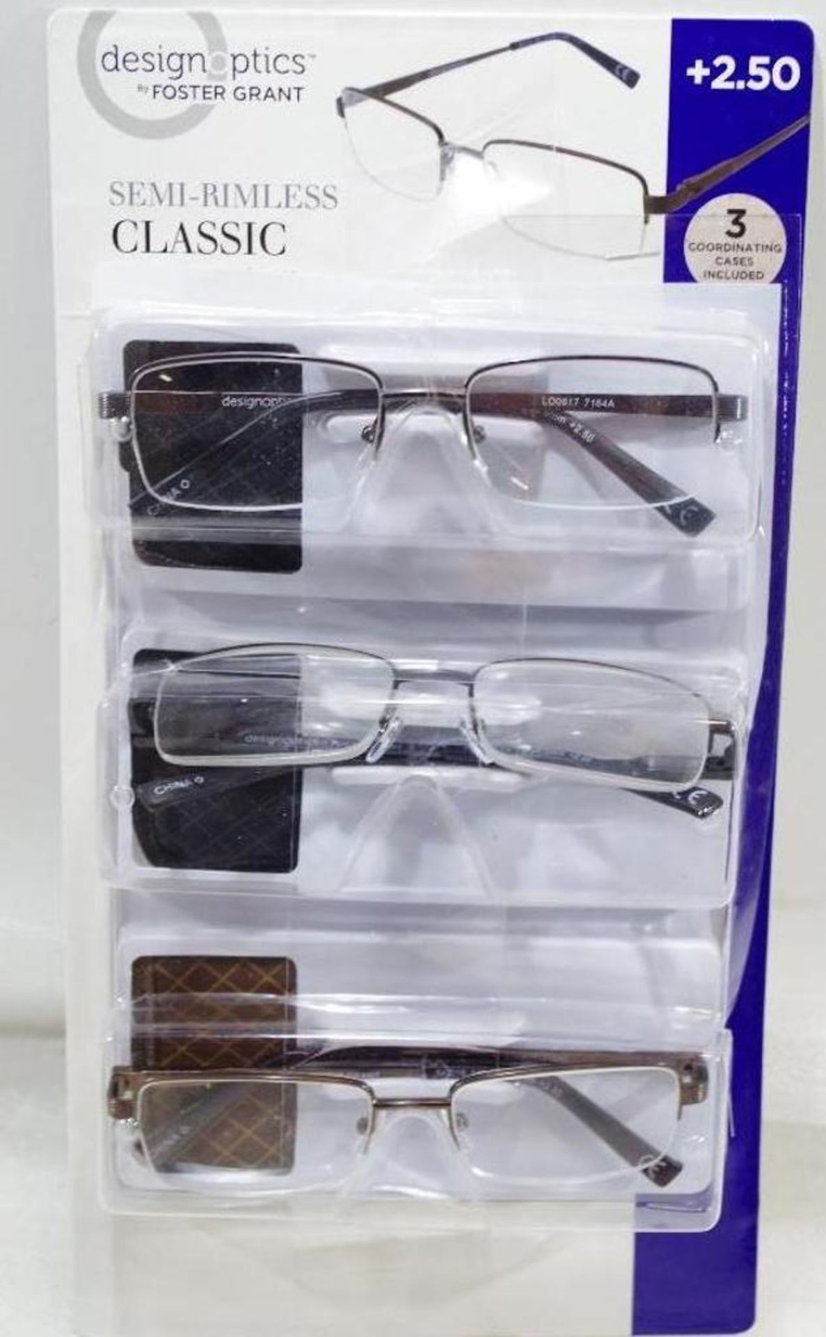 [3] Semi-Rimless +2.50 Reading Glasses, Store Return (1 Pack of 3)