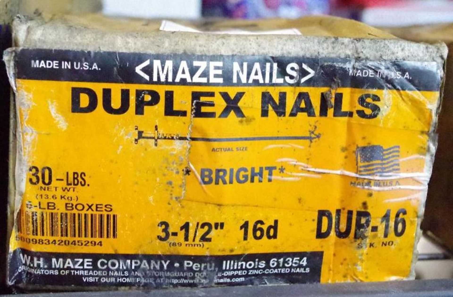 [30] Lbs MAZE Duplex Nails, Bright, 3-1/2", 16d M/N DUP-16 (6 Boxes of 5 Lbs)
