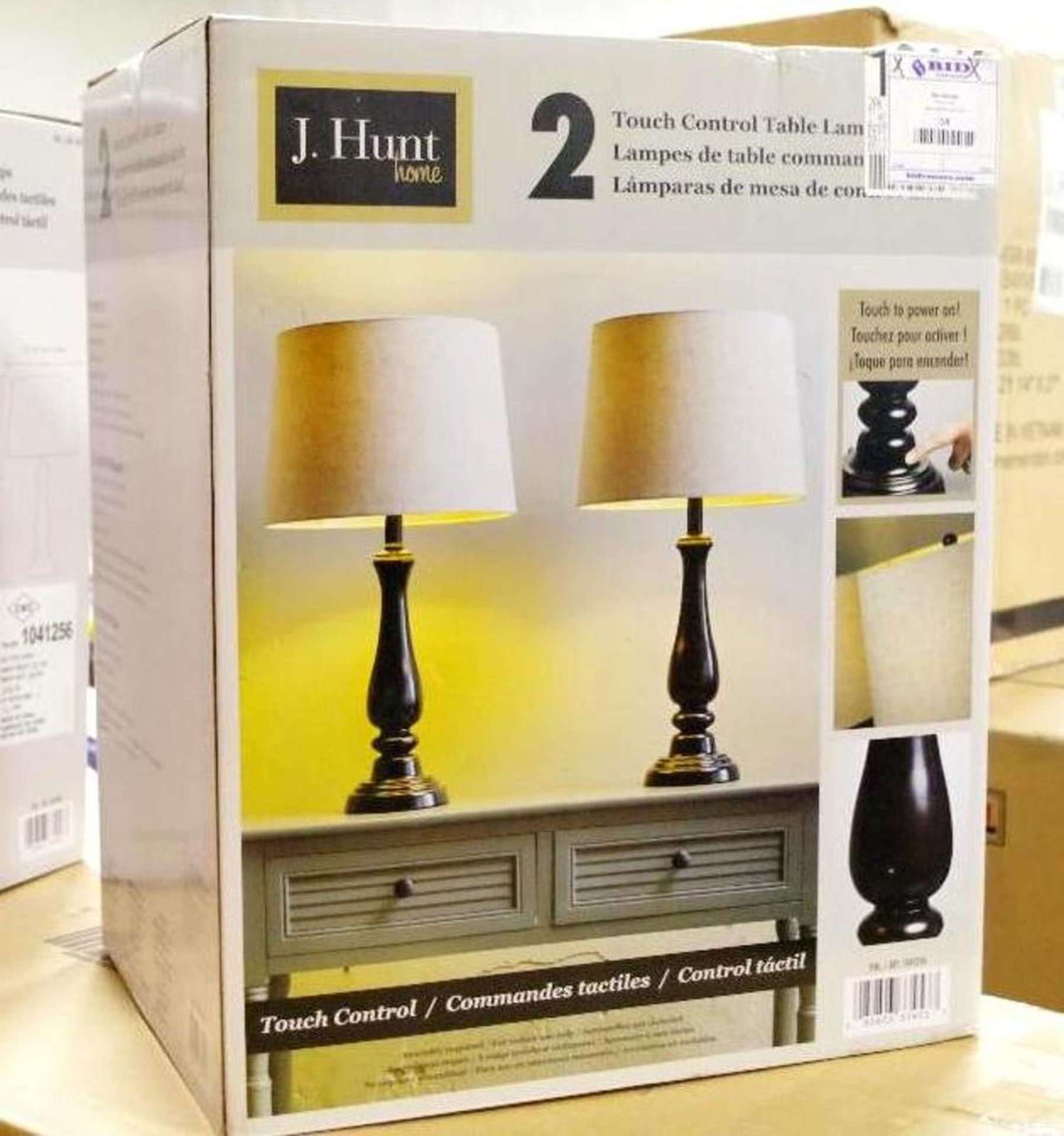 NEW J. HUNT Touch Control Table Lamps (Box Contains 2 Lamps)