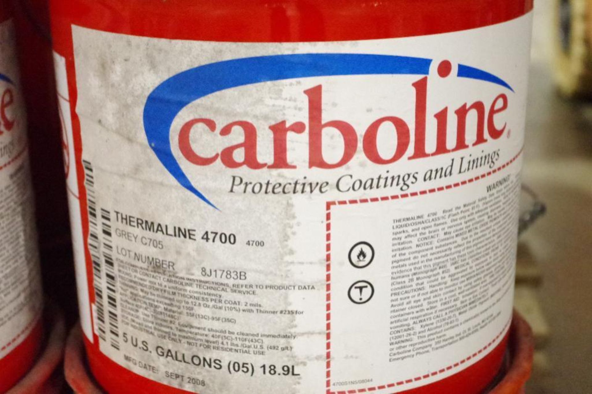 [90] Gallons CARBOLINE Thermaline 4700 High-Performance Finish, Grey (18 Cans) - Image 3 of 4