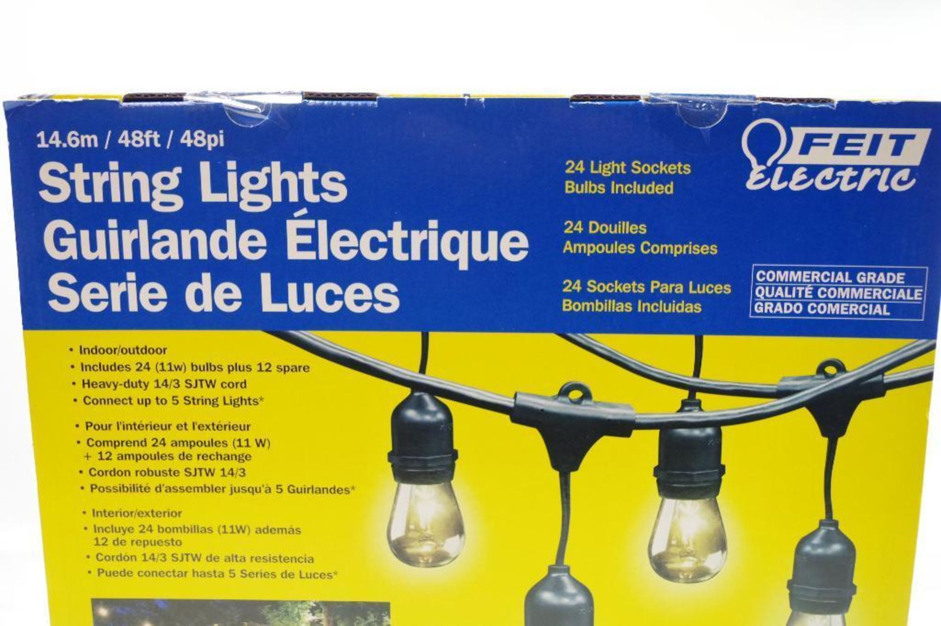 NEW FEIT ELECTRIC 48-Ft. Commercial Grade 24-Sockets String Lights w/ Bulbs - Image 2 of 2