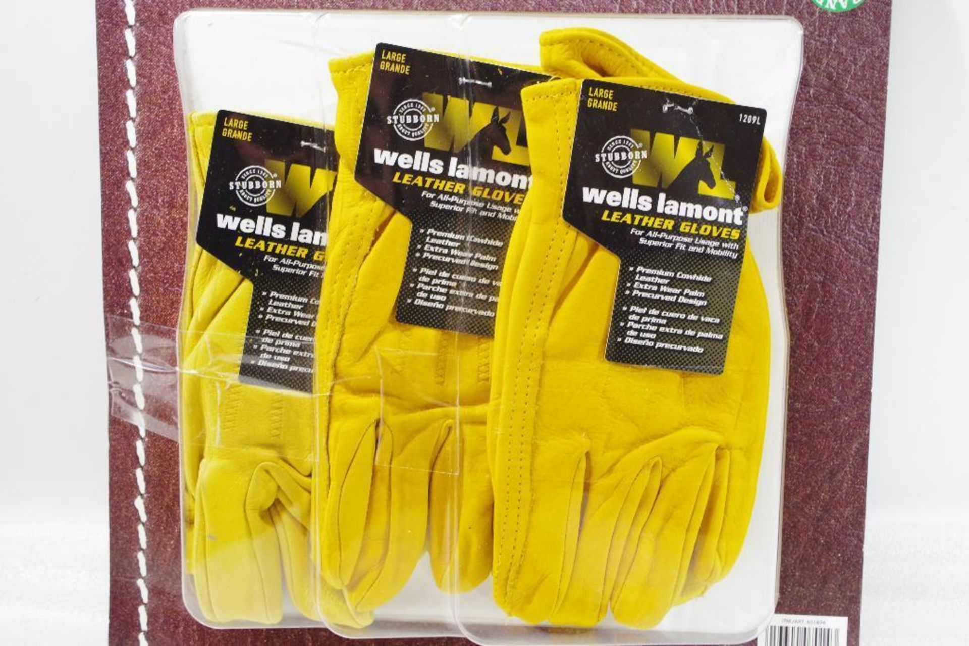 WELLS LAMONT 3-Pair Pack Premium Leather Work Gloves Size: Large - Image 3 of 3