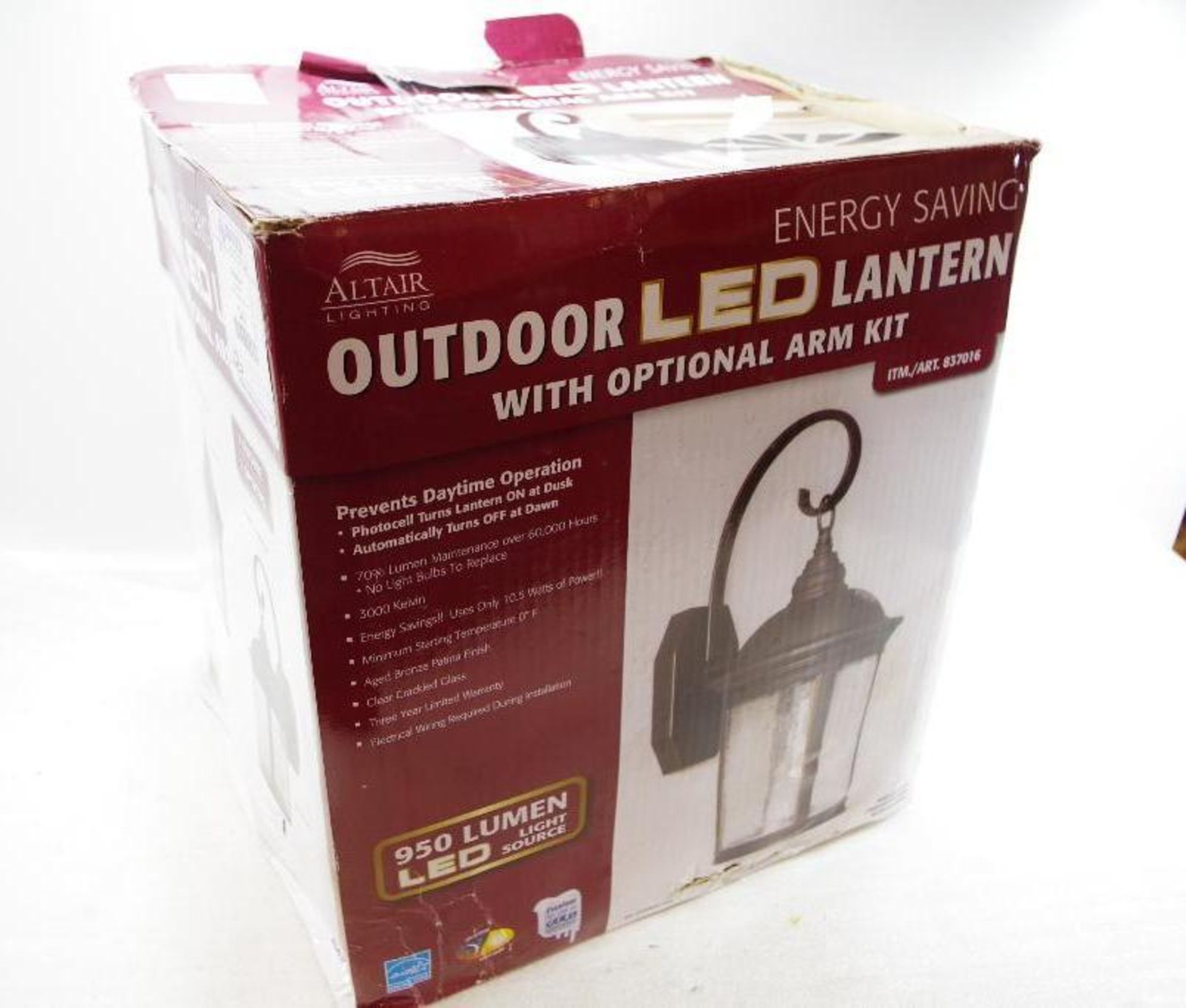 ALTAIR LIGHTING 950 Lumen Outdoor LED Lantern w/ Optional Arm Kit (Store Return) - Image 2 of 3