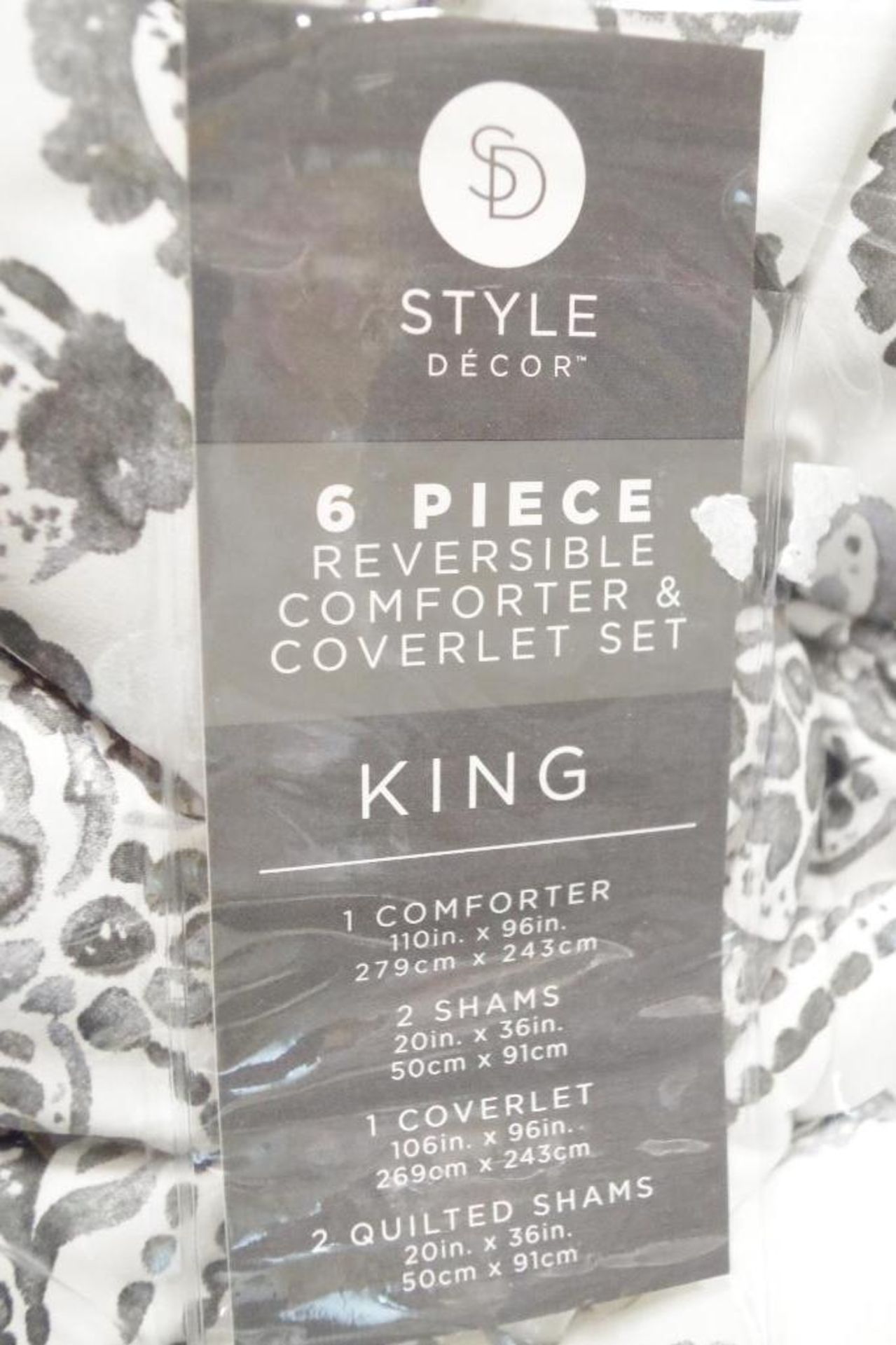 STYLE DECOR King 6-Piece Reversible Comforter & Coverlet Set, Store Return - Image 2 of 4