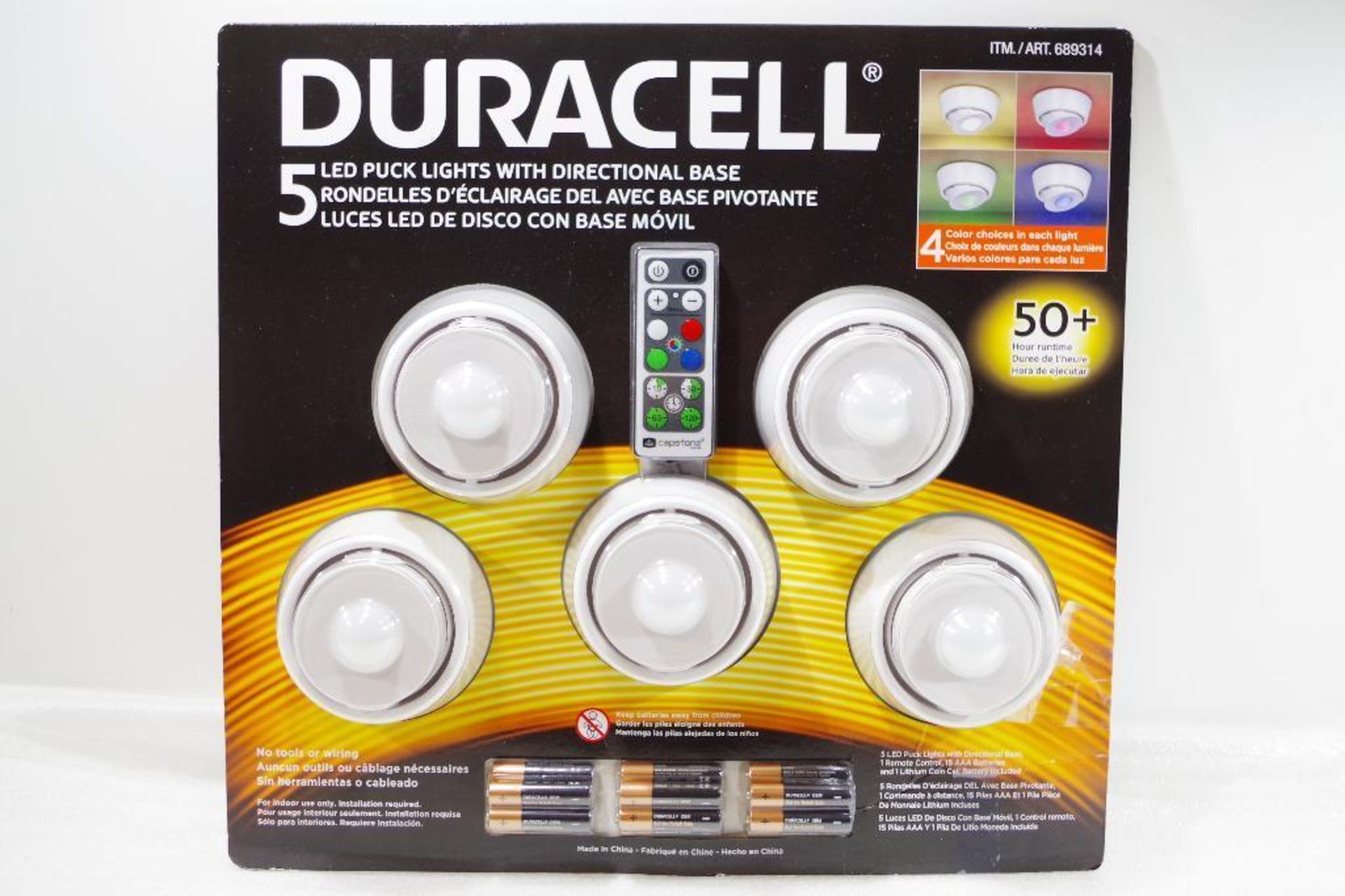 DURACELL 5-Pack Puck Lights w/ Directional Base & Remote Control