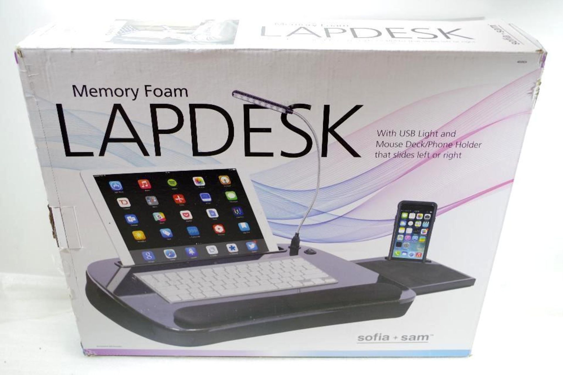 SOFIA SAM Memory Foam Lapdesk w/ USB Light & Mouse Deck