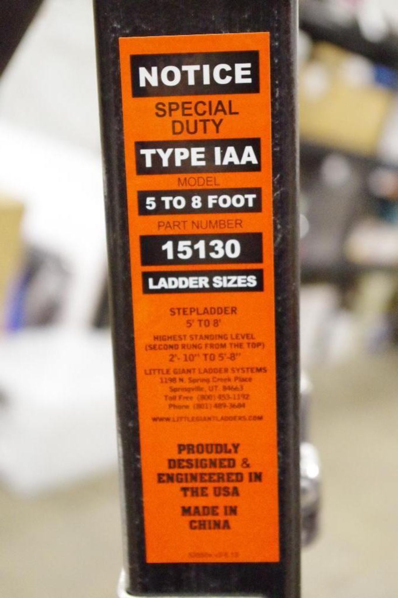 NEW LITTLE GIANT 5' to 8' Special Duty Step Ladder - Image 4 of 7