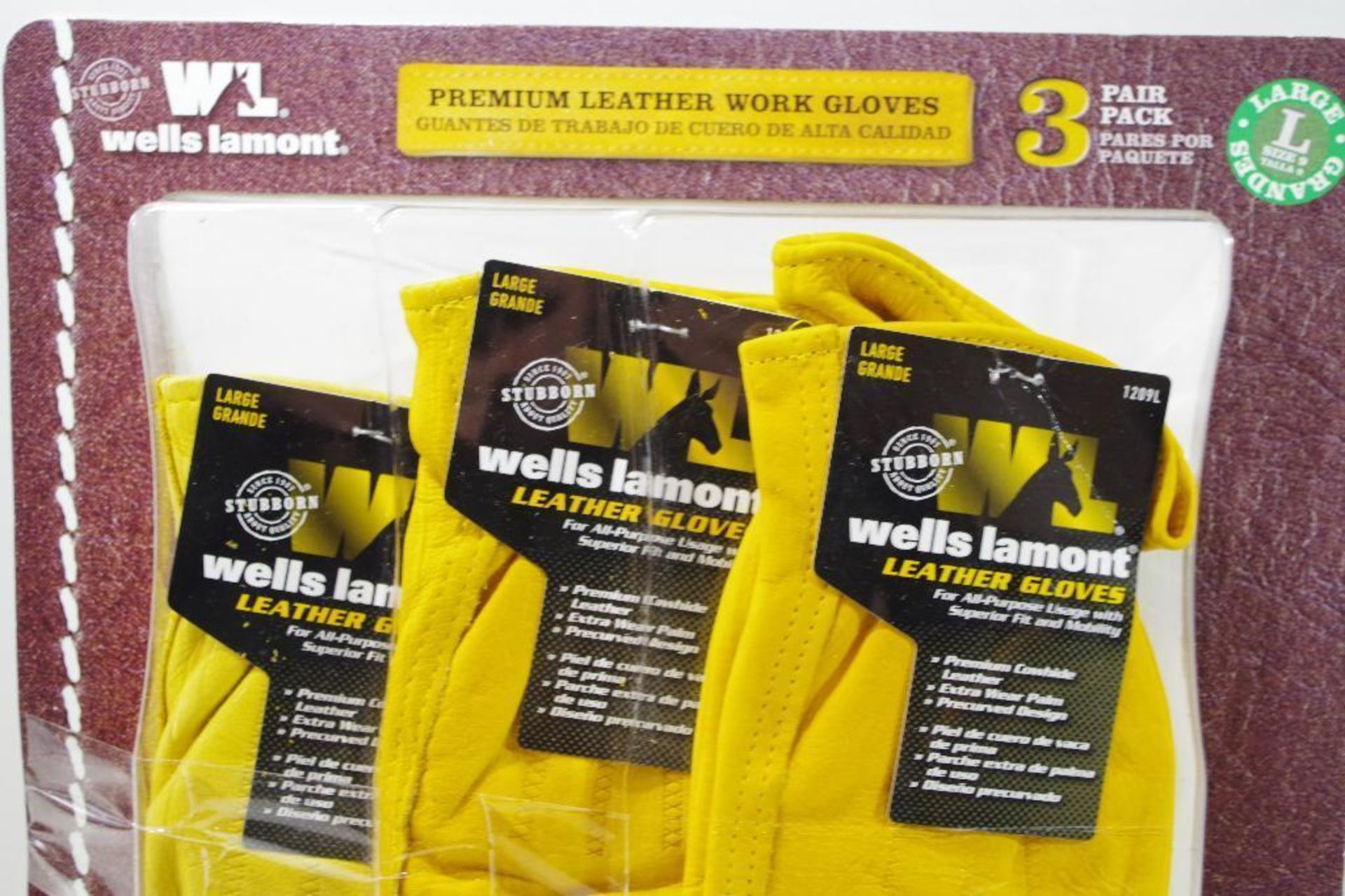 WELLS LAMONT 3-Pair Pack Premium Leather Work Gloves Size: Large - Image 2 of 3