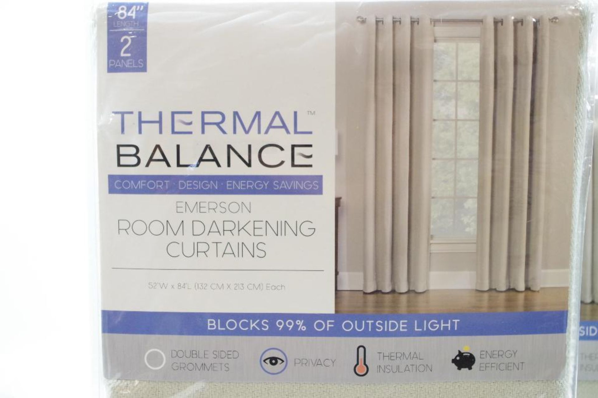 [3] NEW THERMAL BALANCE Room Darkening Curtains (3 Bags of 2 each) - Image 2 of 2