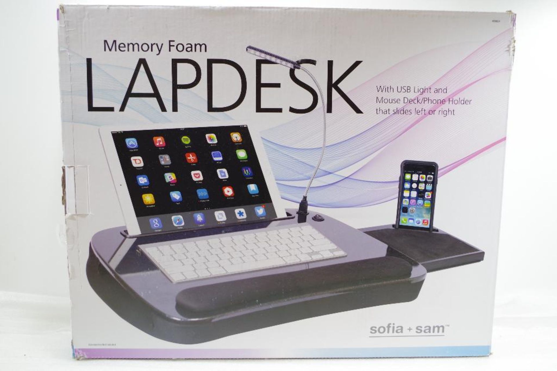 SOFIA SAM Memory Foam Lapdesk w/ USB Light & Mouse Deck - Image 2 of 2