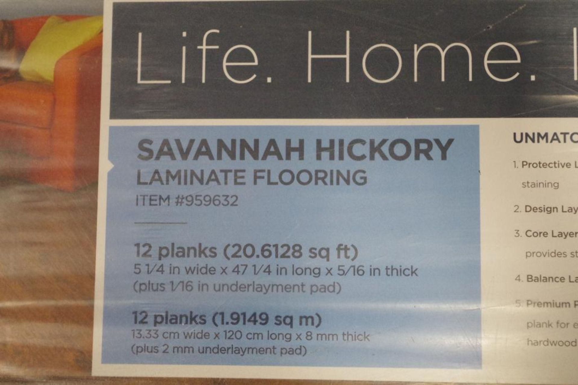 226 Sq. Ft. HARMONICS Savannah Hickory Laminate Flooring (11 Boxes of 20.61 sq. ft. each)) - Image 4 of 4