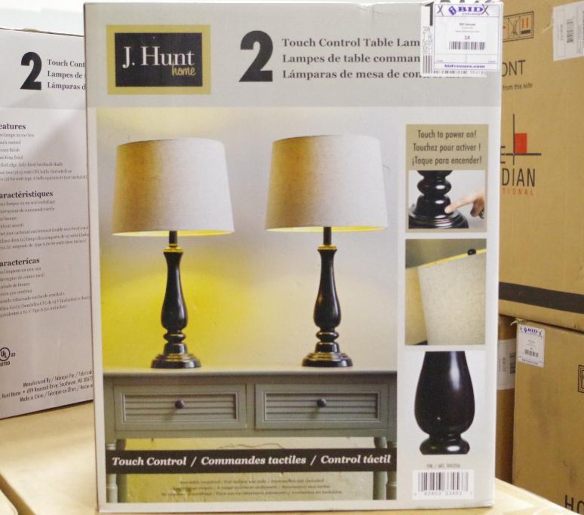 NEW J. HUNT Touch Control Table Lamps (Box Contains 2 Lamps) - Bild 2 aus 2