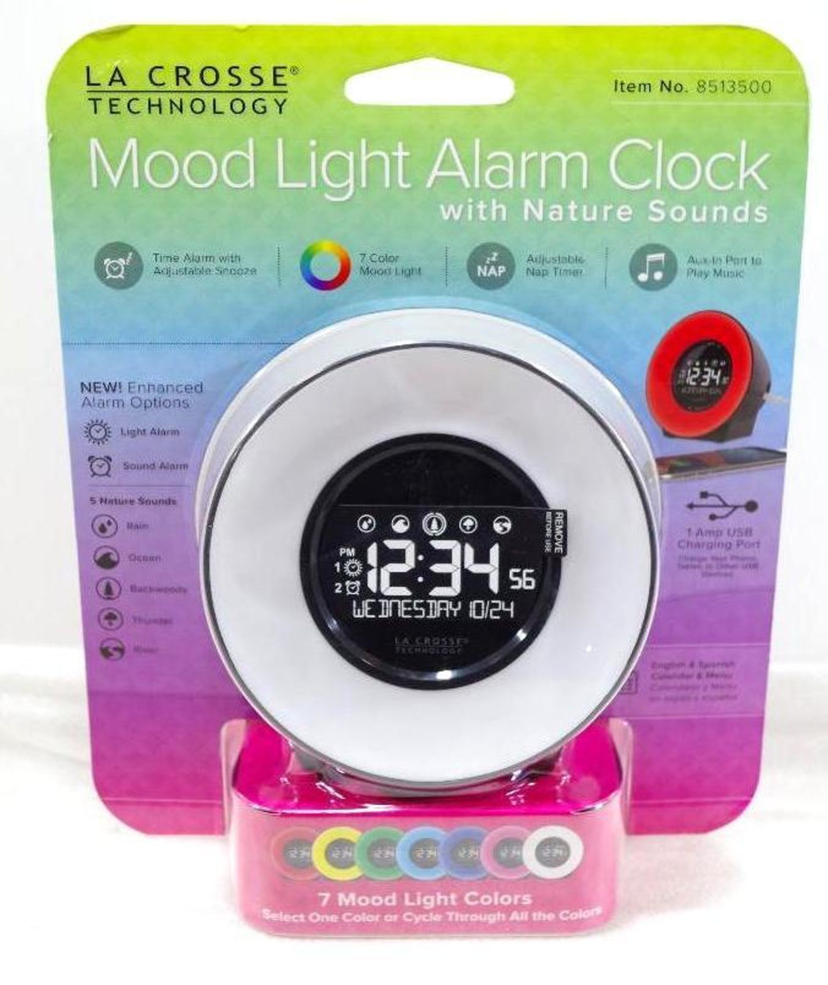 LA CROSSE Mood Light Alarm Clock w/ Nature Sounds - Bild 3 aus 3