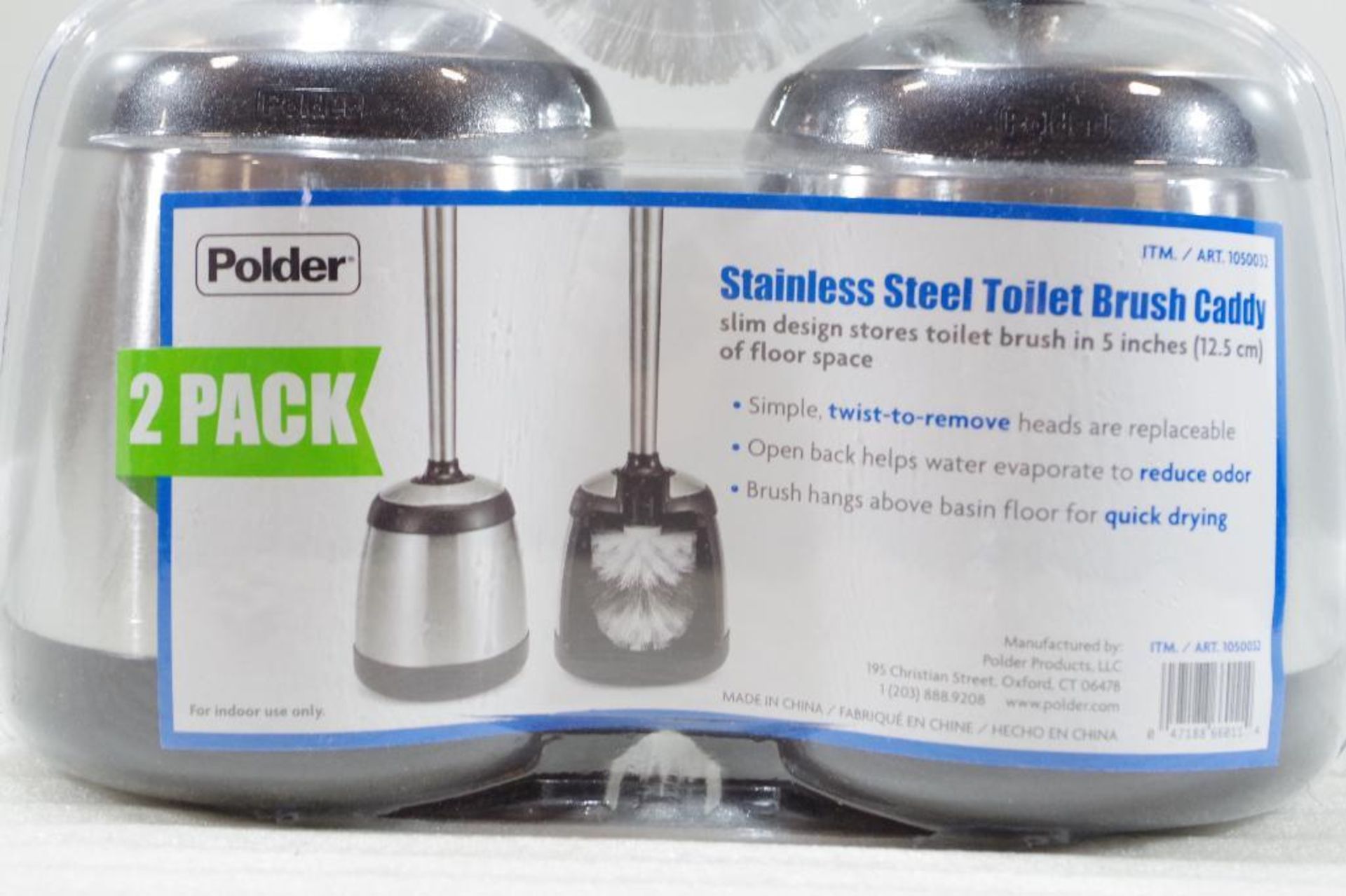 NEW 2-Pack POLDER Stainless Steel Toilet Brushes - Image 2 of 2